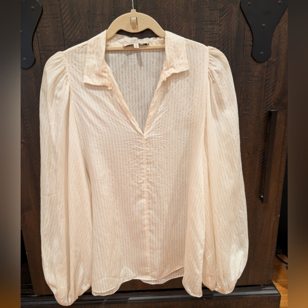Dorothee Schumacher Balloon Puff Sleeve Peasant Blouse Striped 2